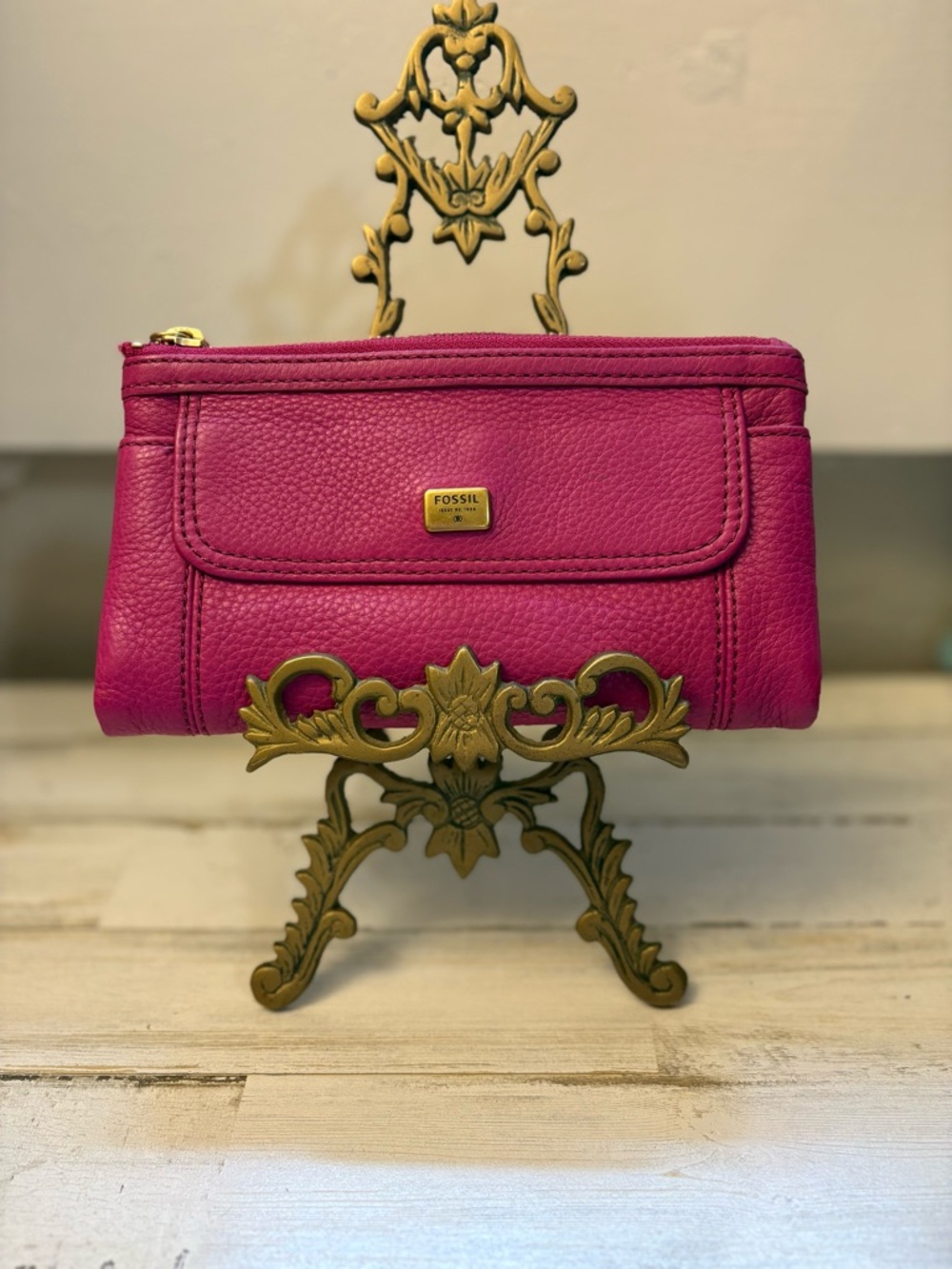Fossil Hot Pink Leather Wallet